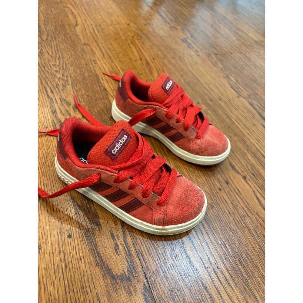 Adidas Grand Court Red Suede Kids Sneakers Low Top AJC004 Size 11K